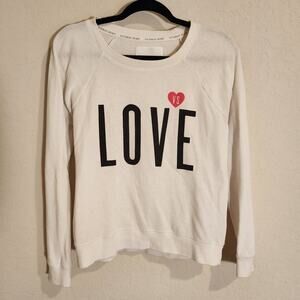 Victoria's Secret White Fleece Sweater - Love VS Glitter Heart - Small